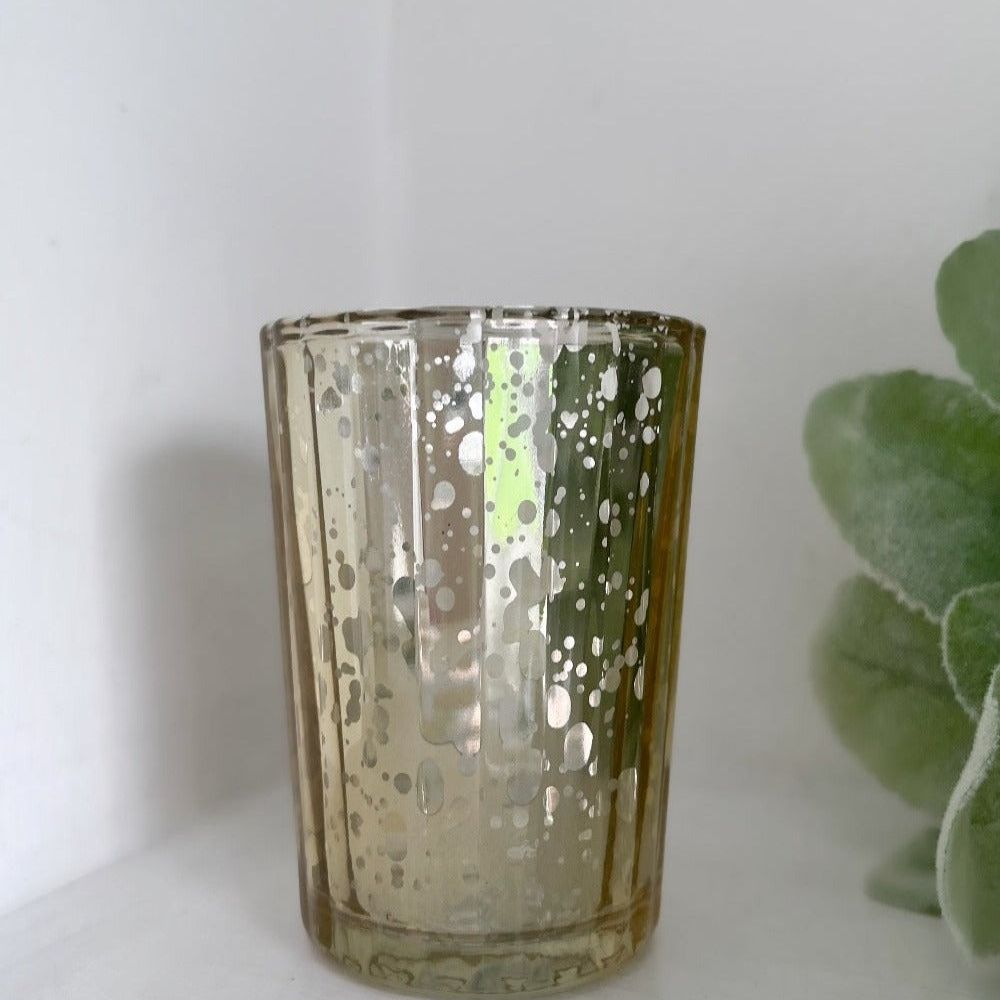 gold crackle effect votive tealight holder