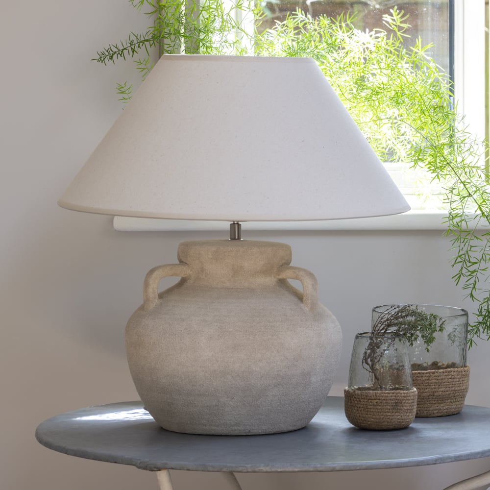 Large Cream Stone Lamp