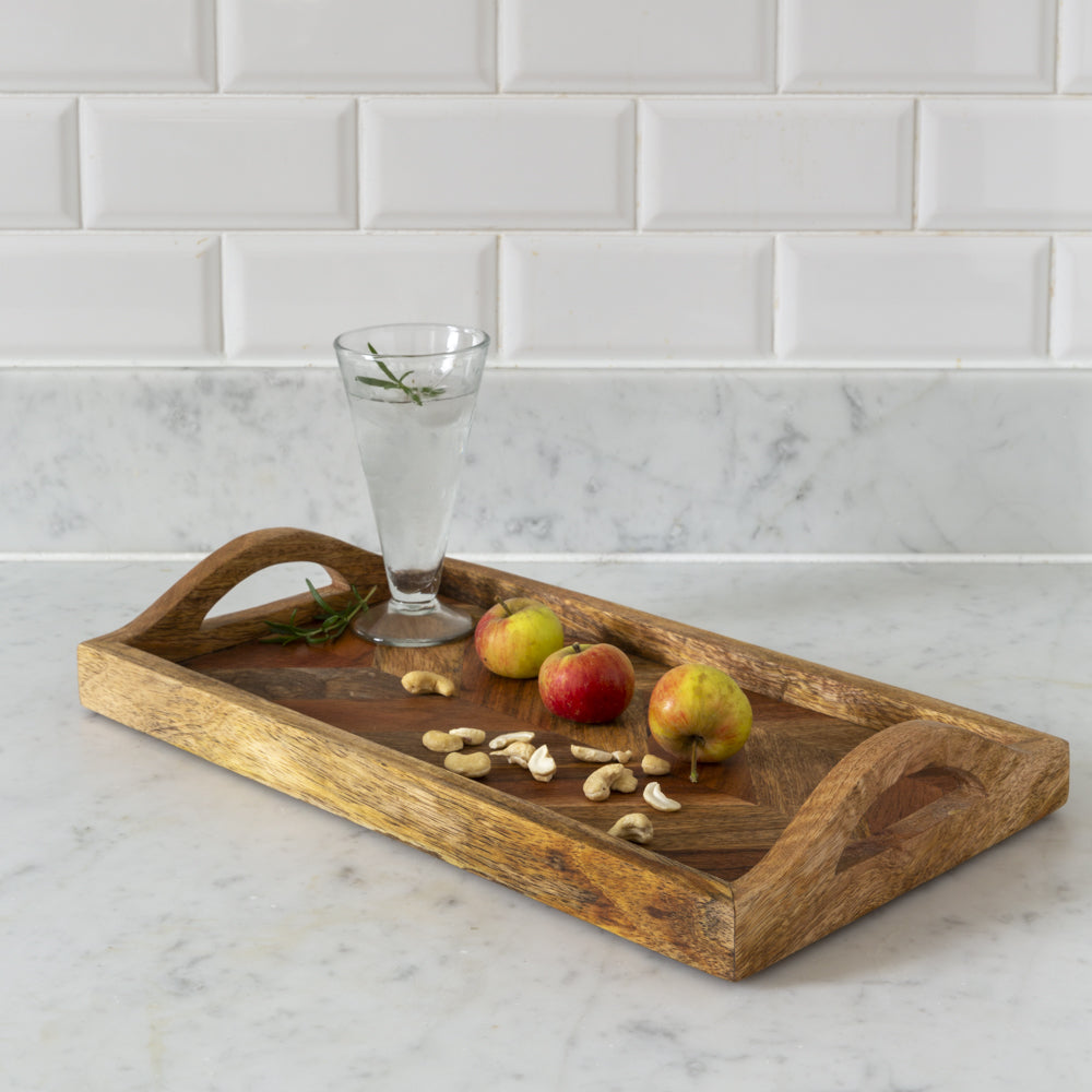 Acacia & Mango Chevron Serving Platter Tray