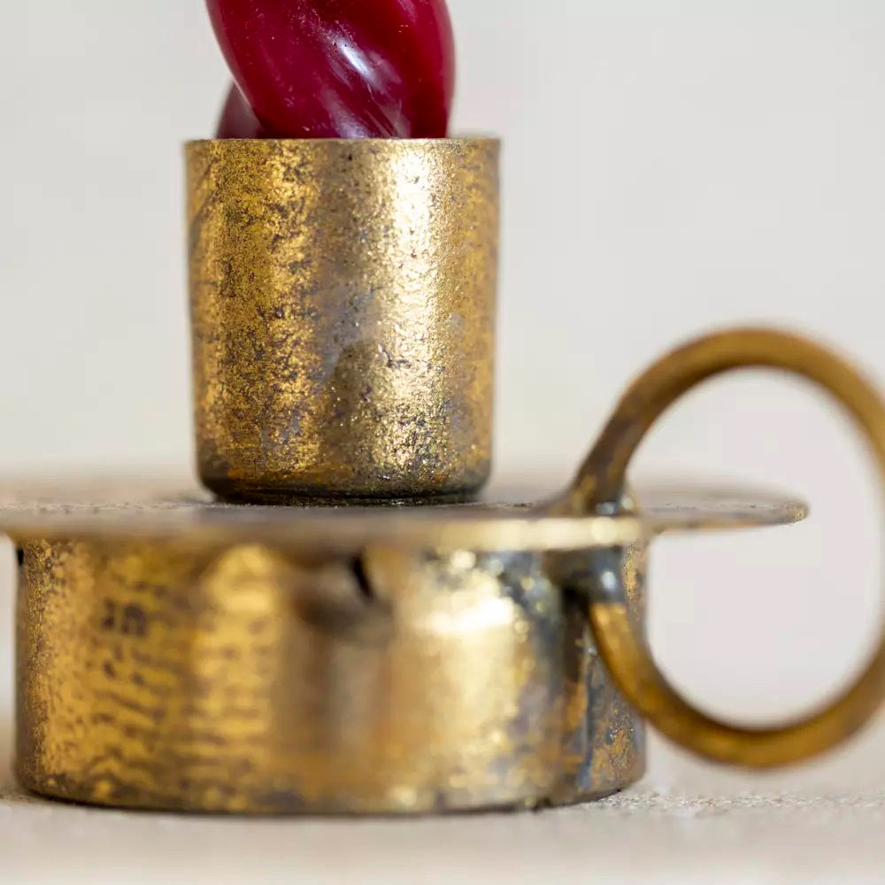 Antique Gold Chamber Stick Candle Holder