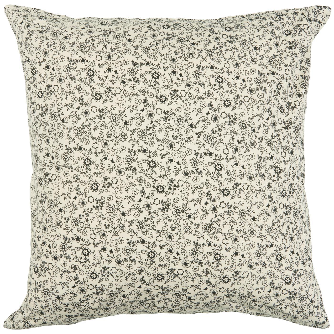 Black and Cream Ditsy Floral Cushion Cover