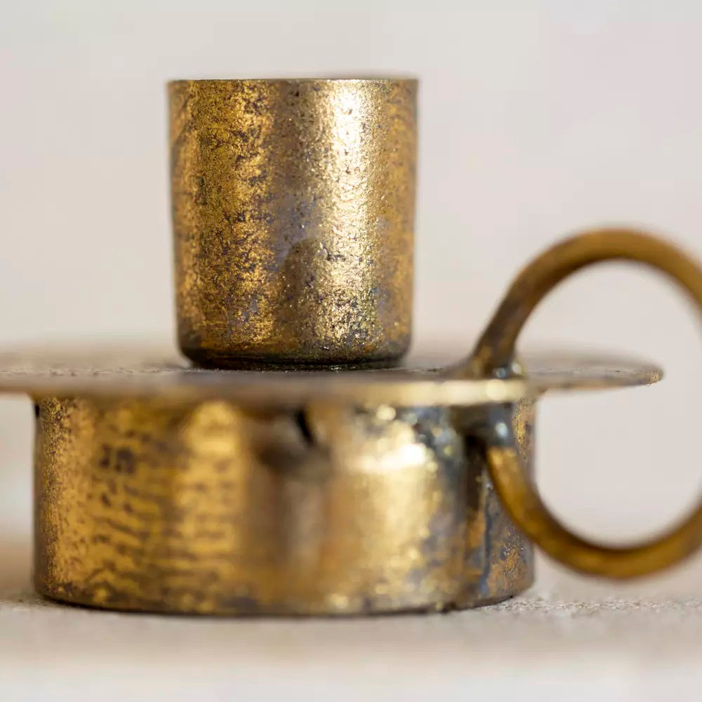 Antique Gold Chamber Stick Candle Holder