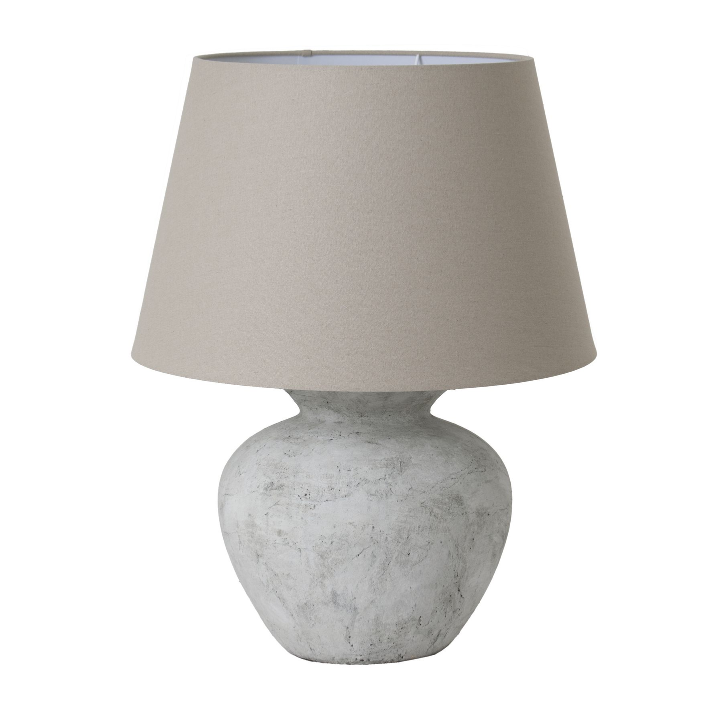 Large Neutral Stone Lamp with Linen Shade