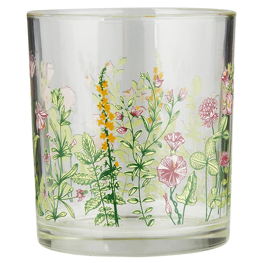 floral print drinking glass
