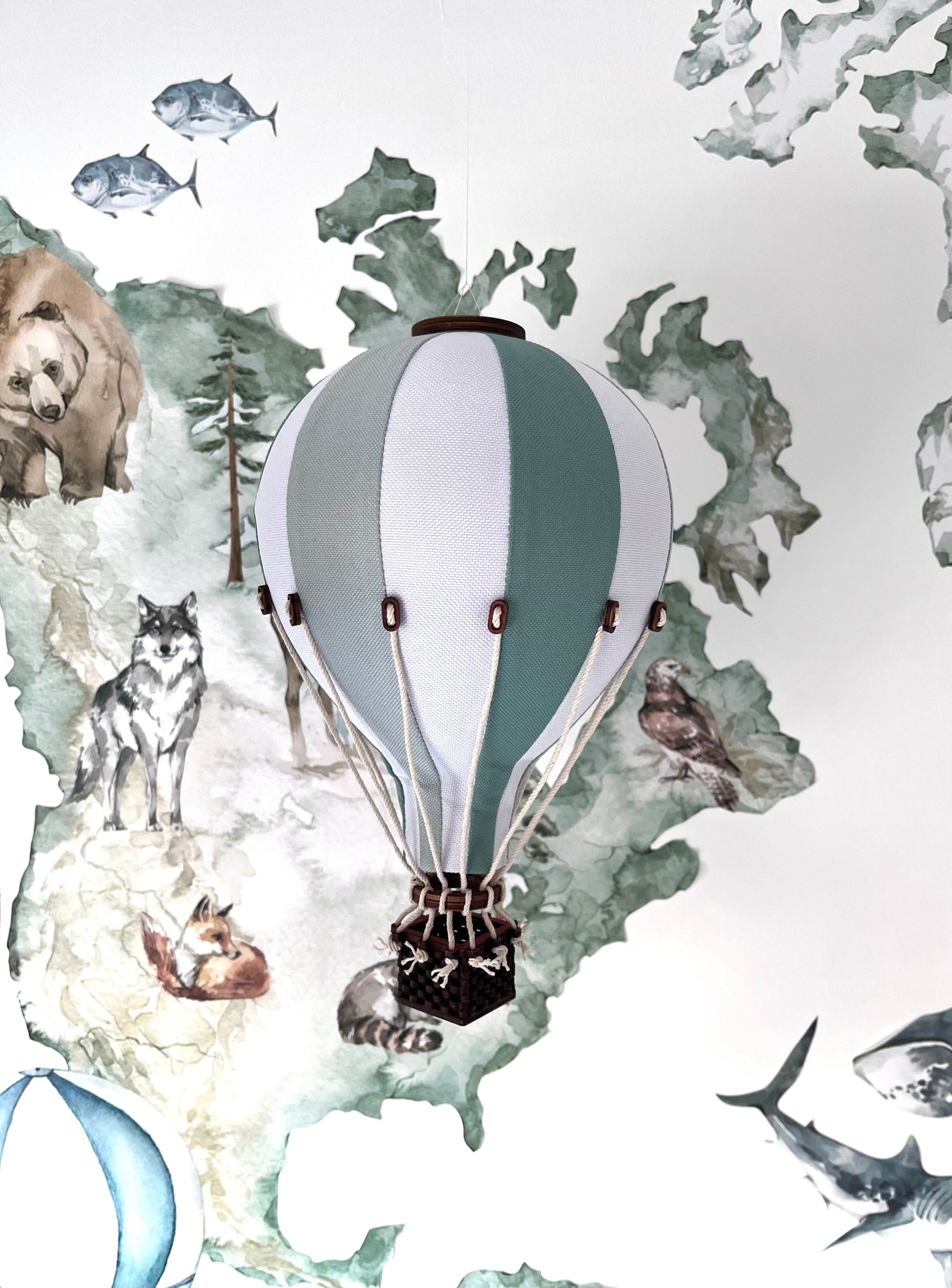 hanging green hot air balloon decor