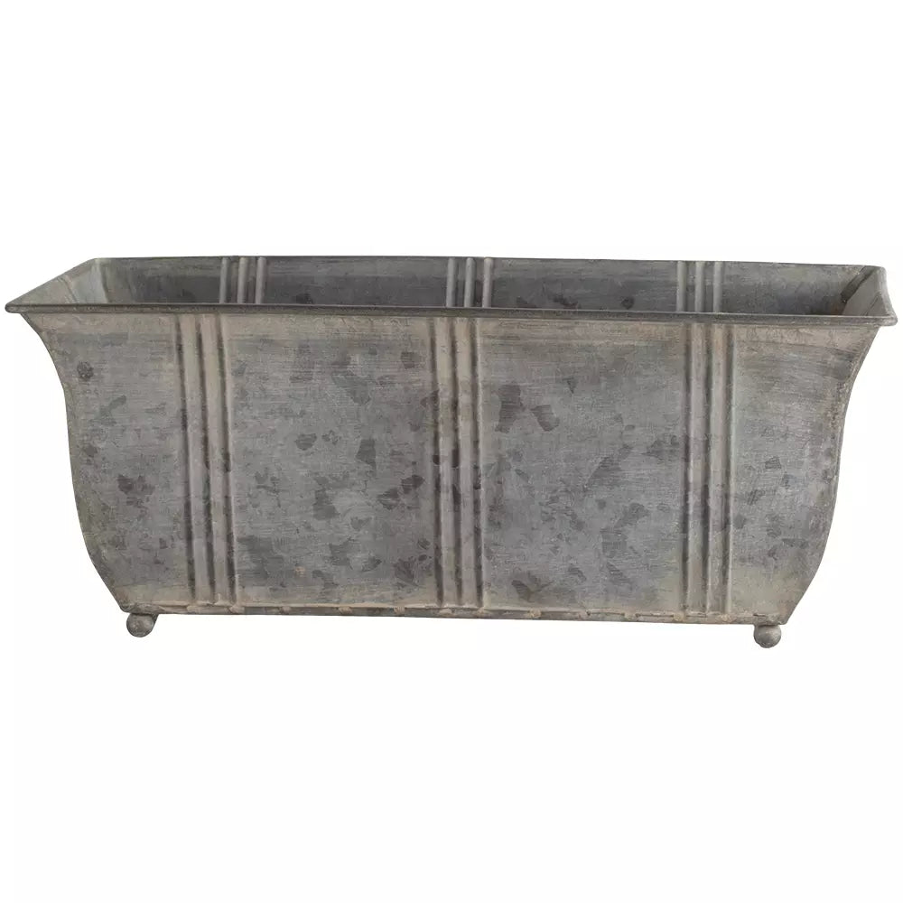 zinc planter with feet white background