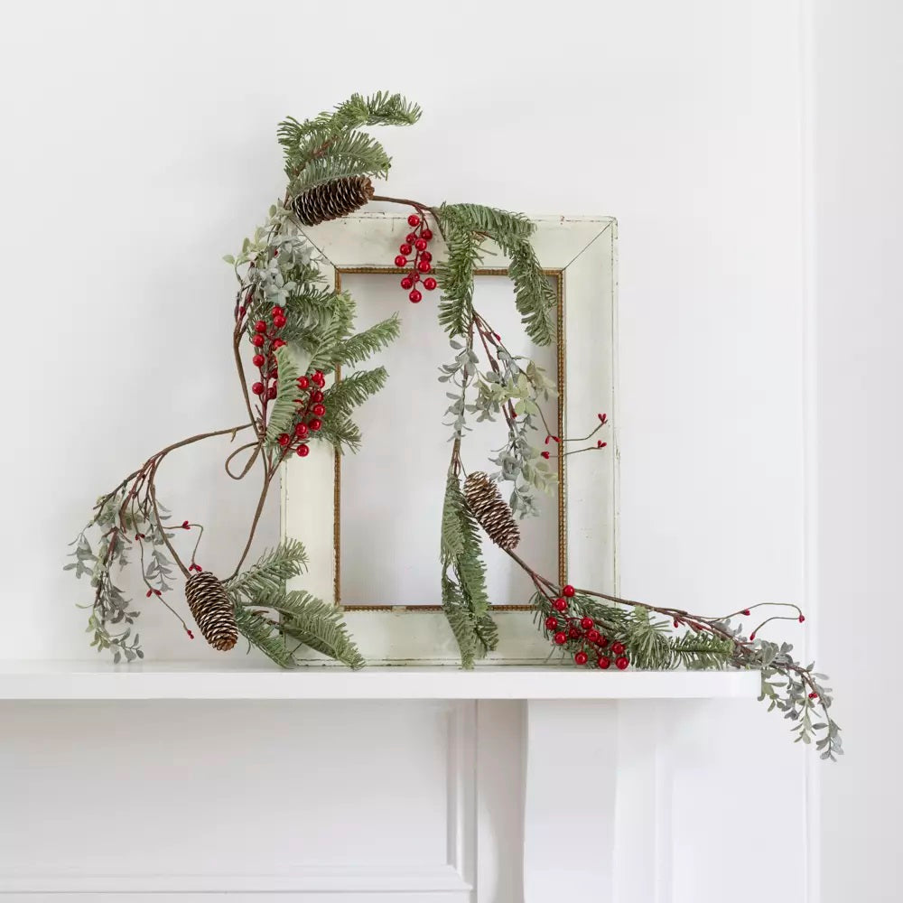 Artificial Christmas Winter Berry Garland - 2 Colours