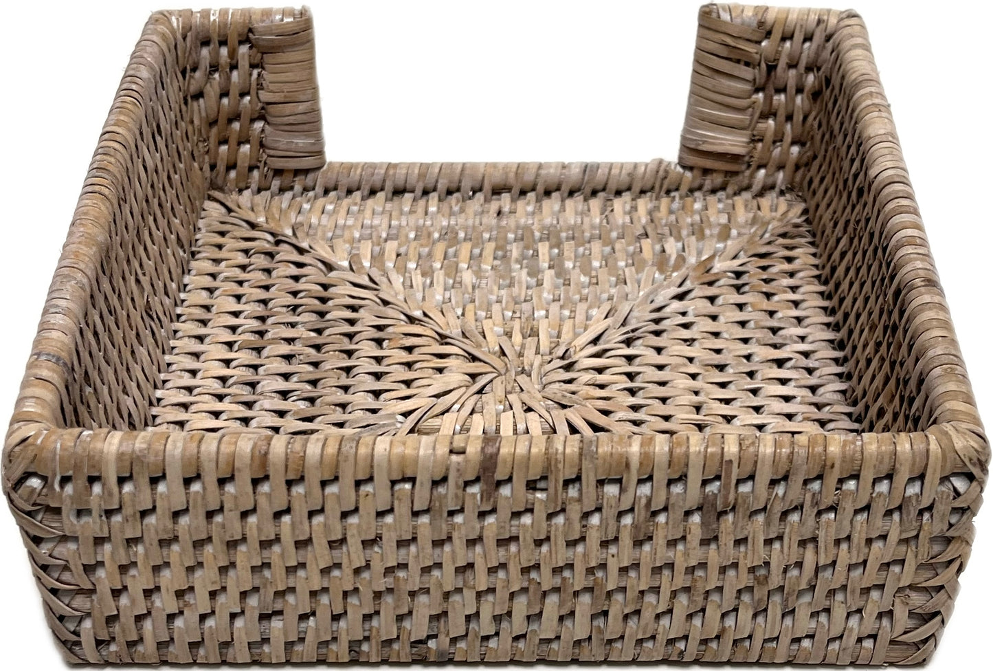 white wash rattan napkin holder