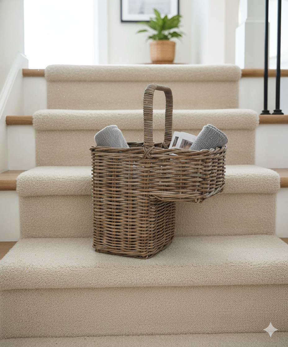 rattan stairs basket