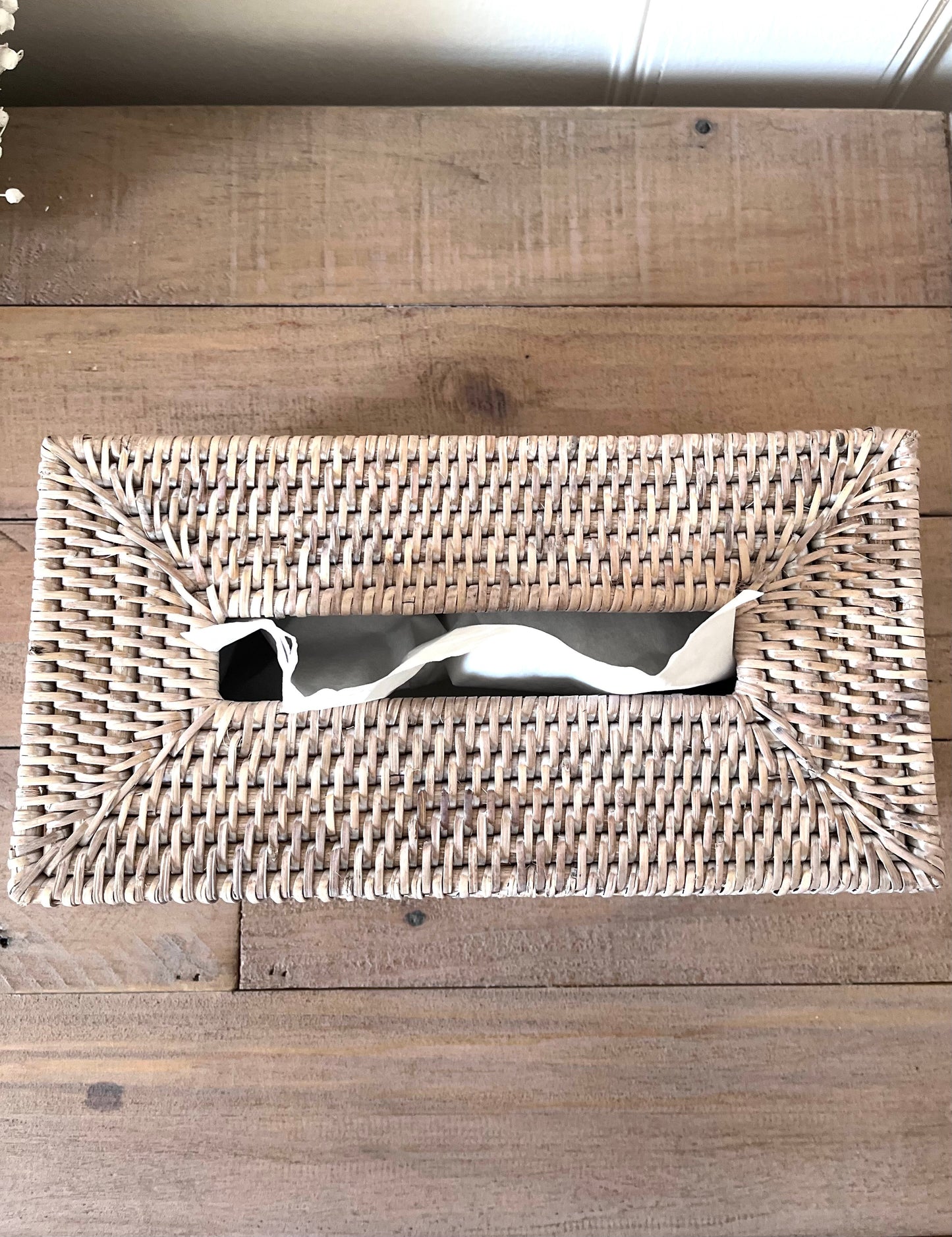 White Wash Rattan Tissue Box Cover - 2 Styles