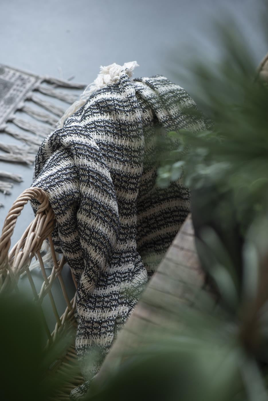 Cream and Grey Stripe Throw