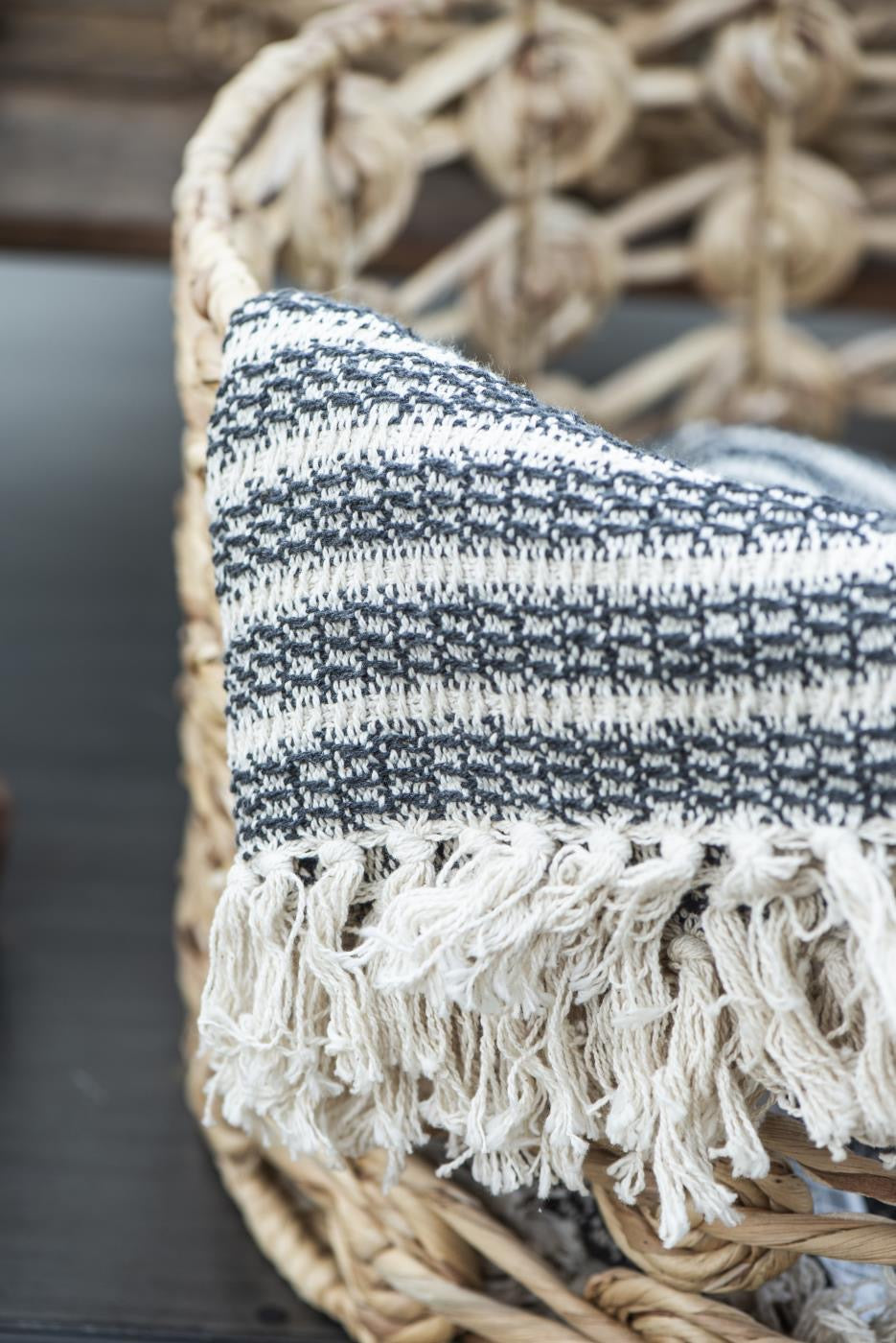 Cream and Grey Stripe Throw