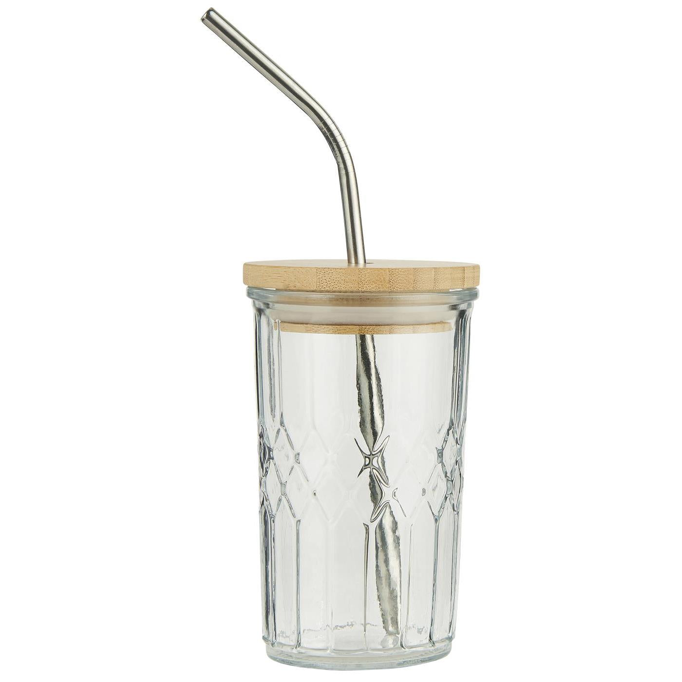 outdoor drinking glass with bamboo lid and straw eco friendly