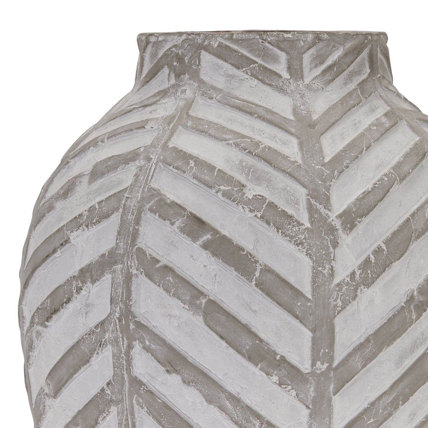 large stone vase in herringbone pattern