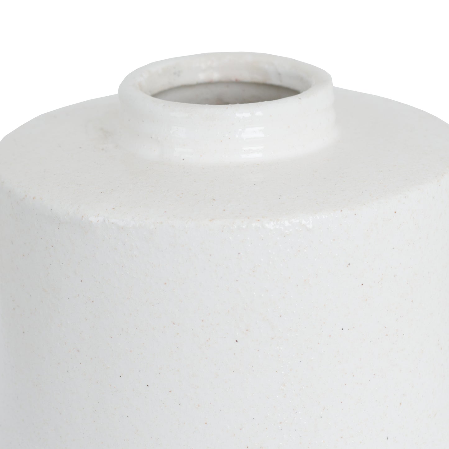 close up of white large ceramic bottle neck vase