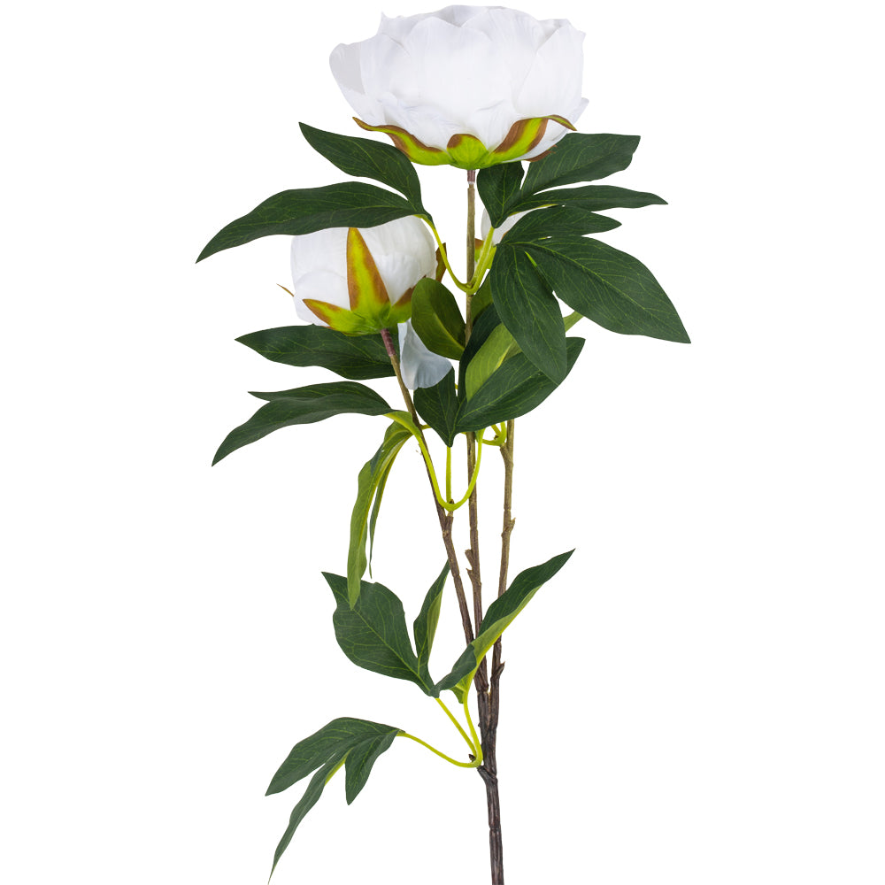 Faux Peony Spray White