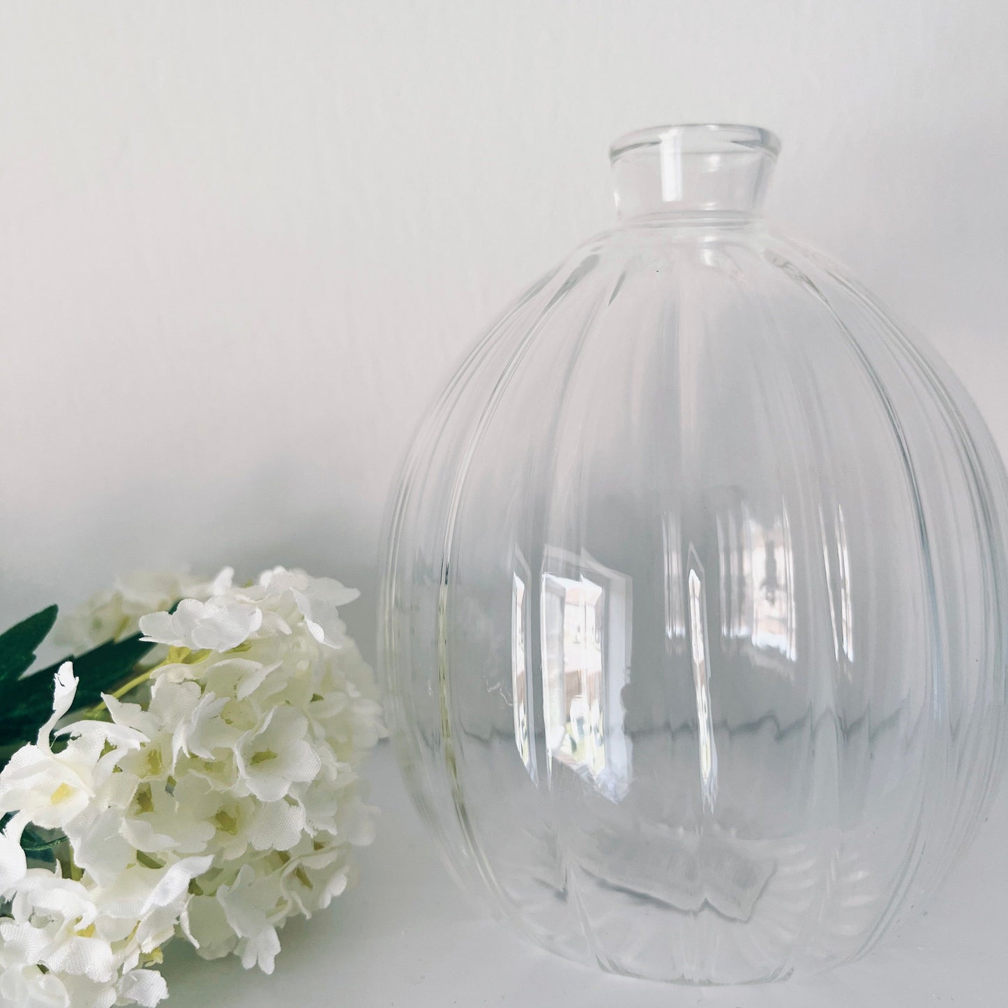 Clear Ribbed Glass Vase Tall