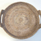 White Wash Rattan Round Tray with Handles