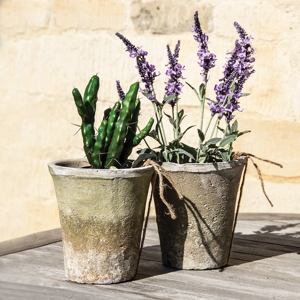 White Stone Terracotta Cactus Plant Pot