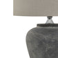 close up view of base of stone lamp