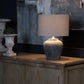 rustic grey stone lamp and shade