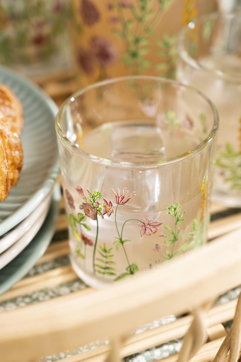 floral print drinking glass