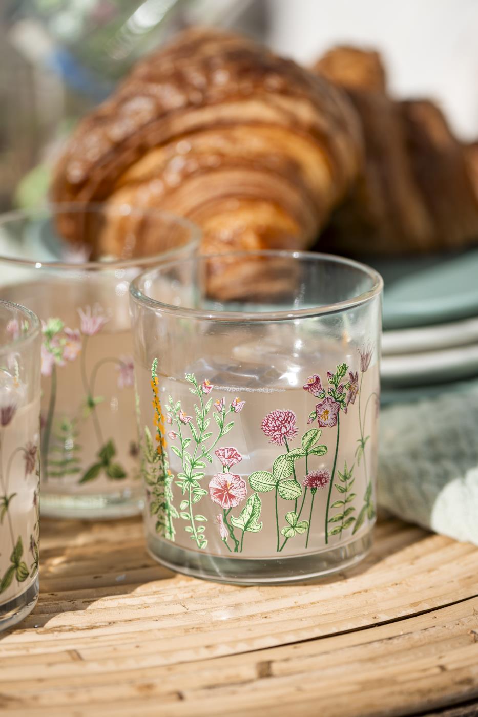 floral print drinking glass