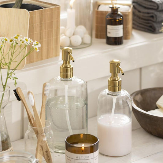 glass soap dispenser bottle with pump