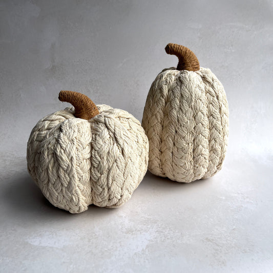 Beige Knitted Pumpkin - 2 Sizes