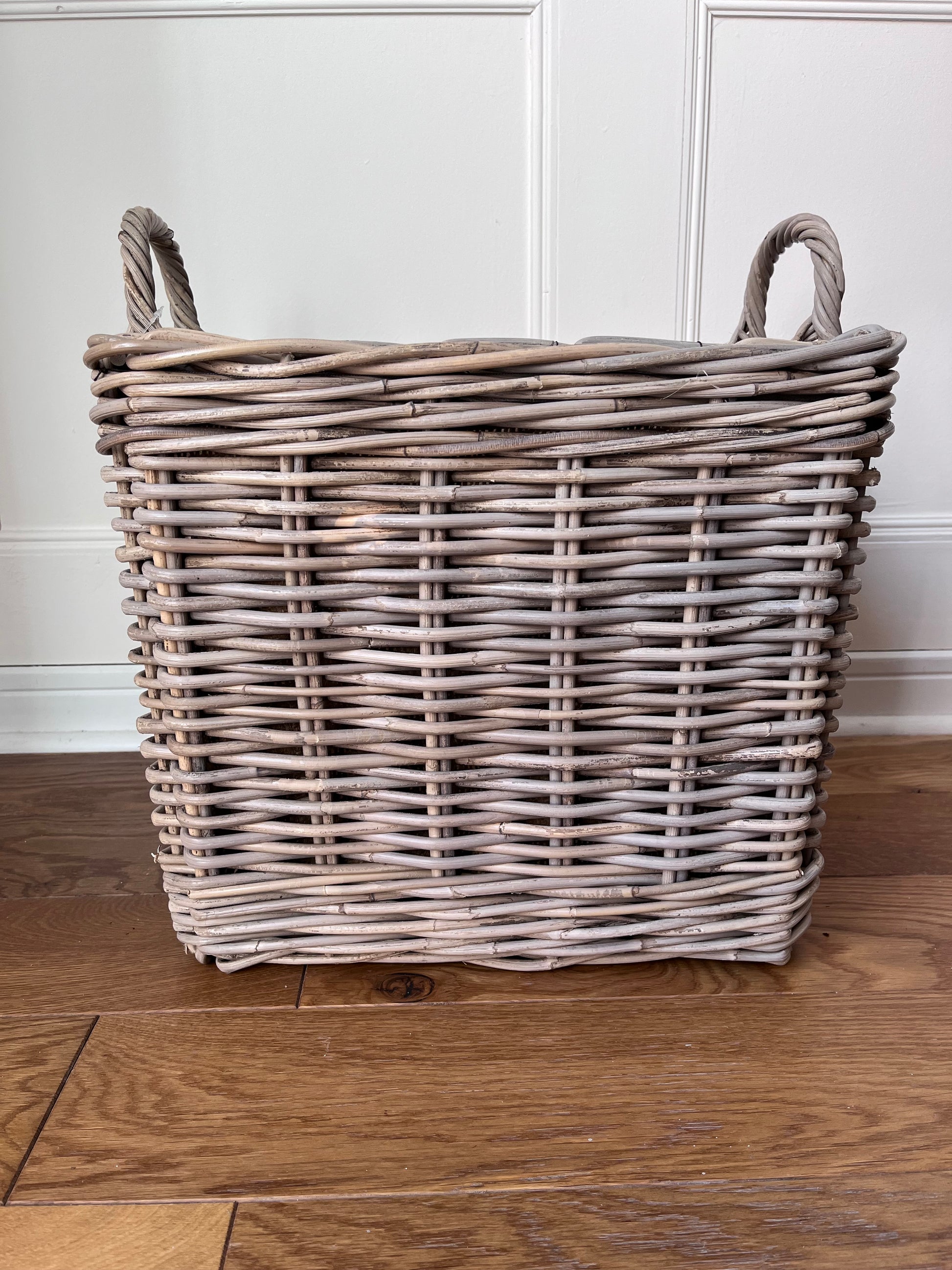 square willow basket with handles