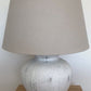 Large Neutral Stone Lamp with Linen Shade