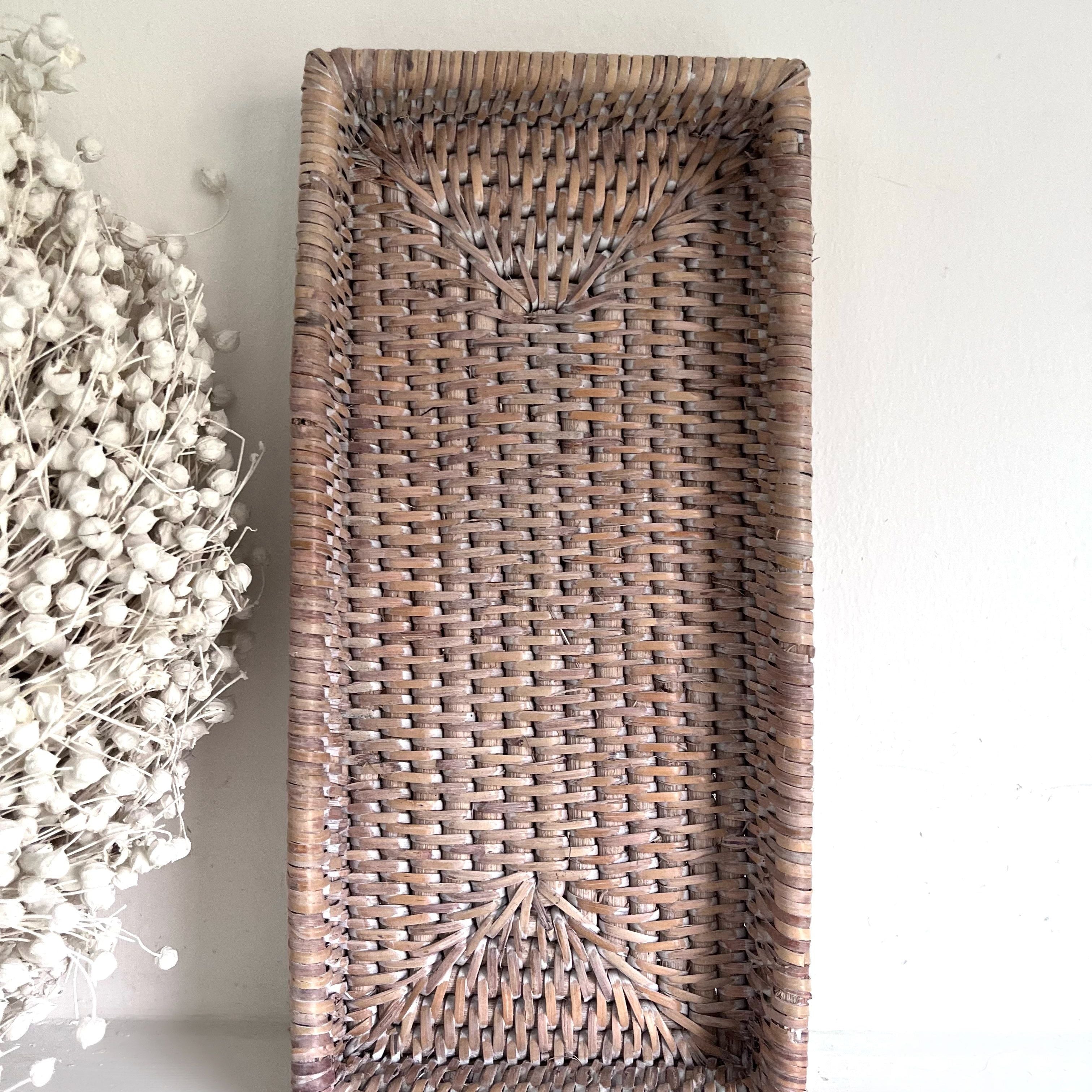 Tray Ratton Rectangular White Wash Rattan Tray – Wholesome Home