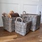 side view of 3 squared rattan baskets
