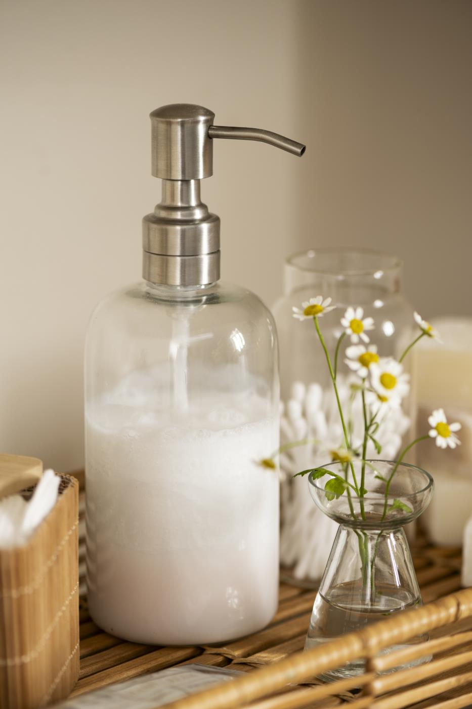 glass soap dispenser bottle with pump