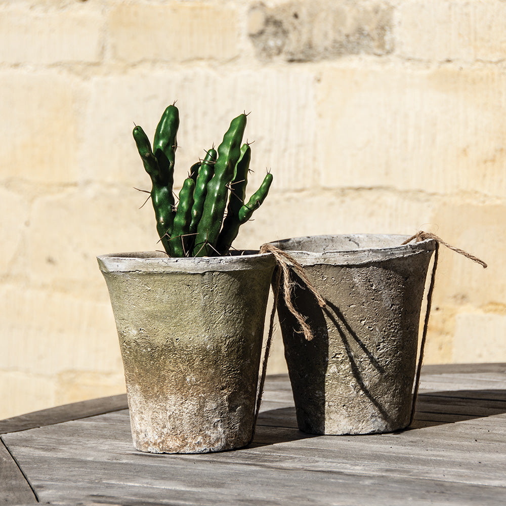 White Stone Terracotta Cactus Plant Pot