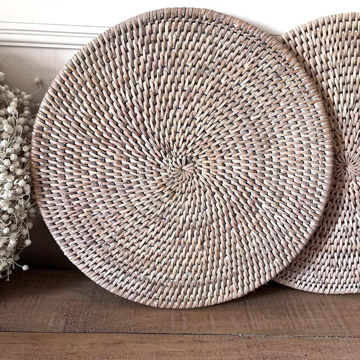 white wash rattan placemats