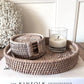 White Wash Rattan Coasters in Holder