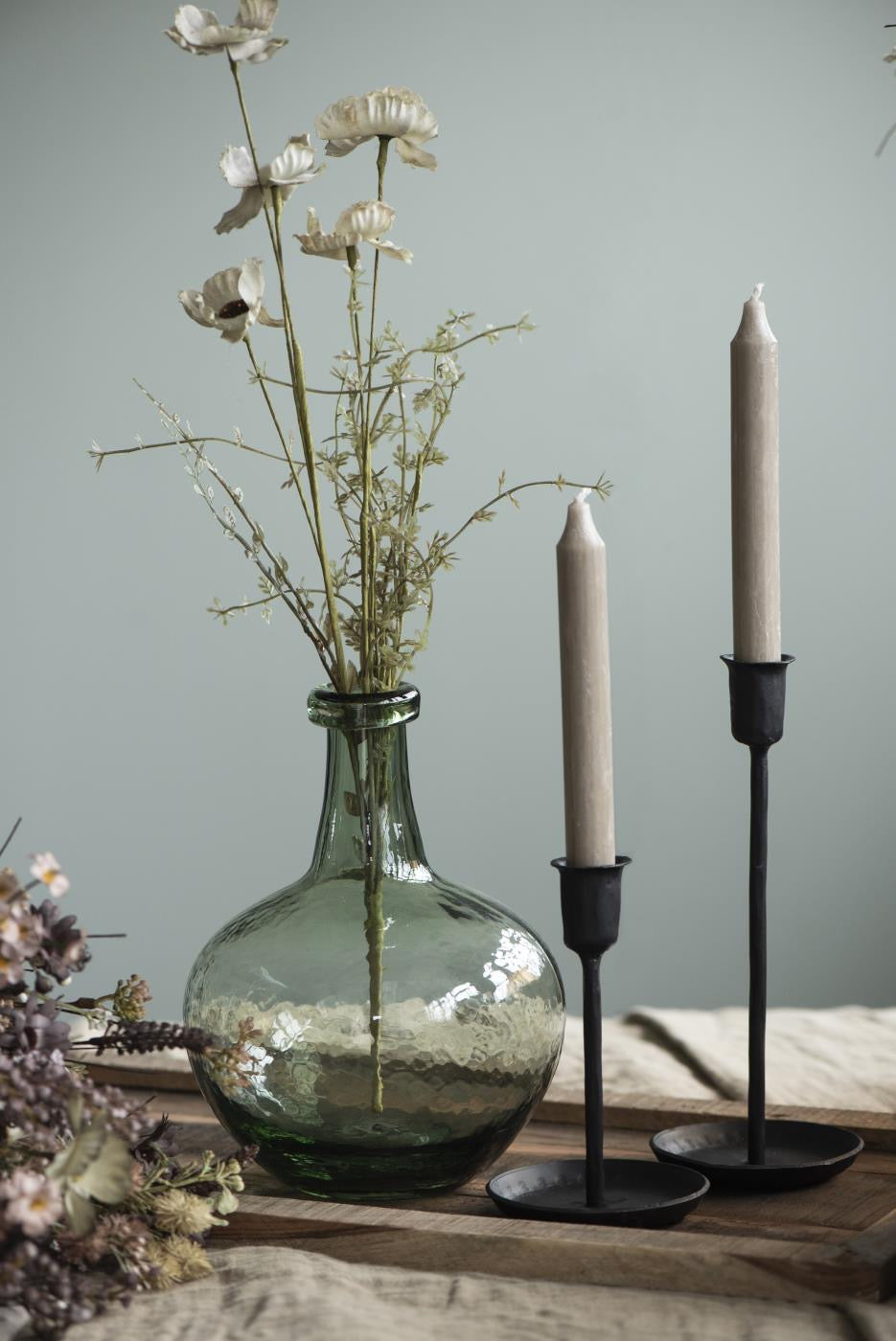 Black iron dinner candle holder perfect for an array of table settings from elegant looks to intimate dining