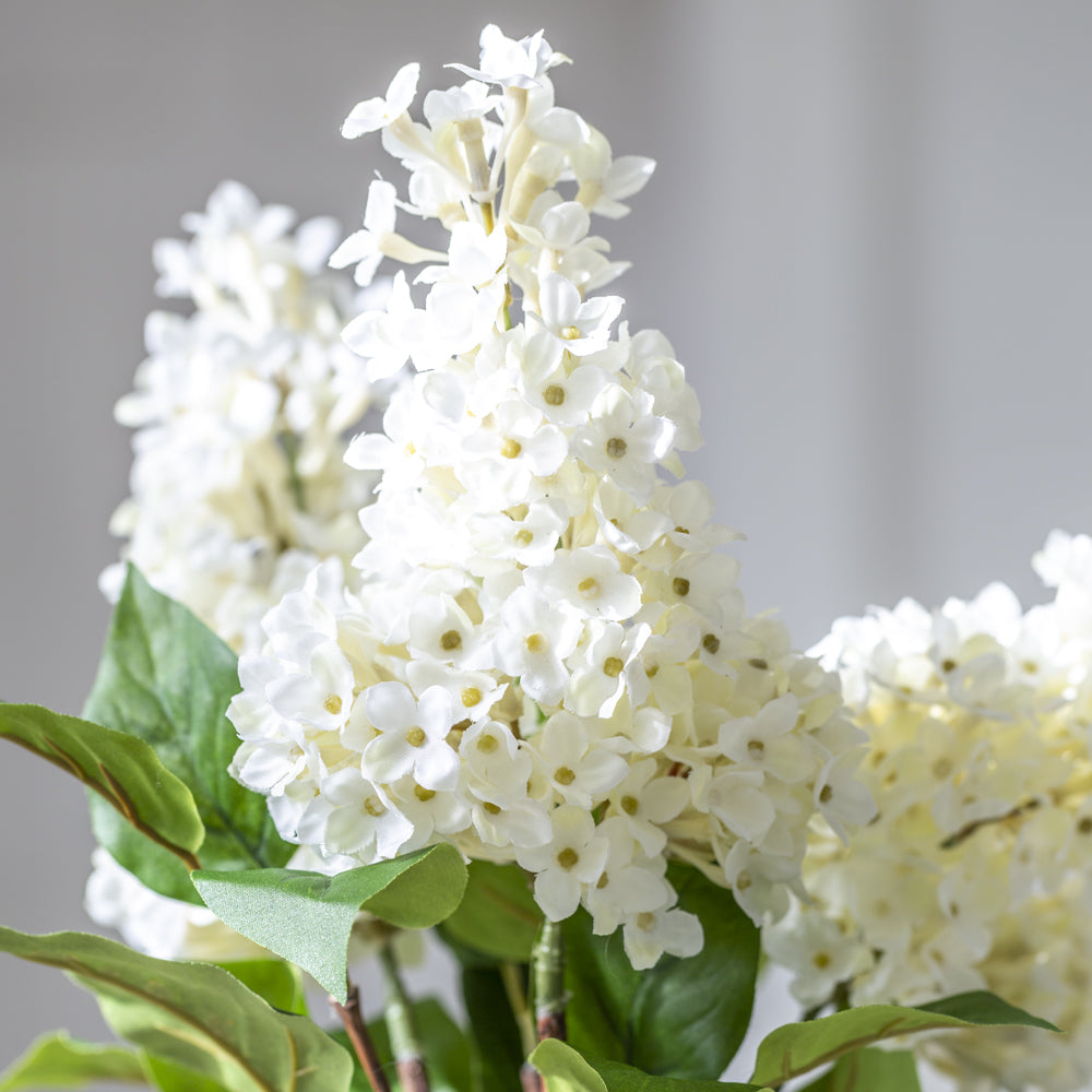 close up of faux cream lilac stems