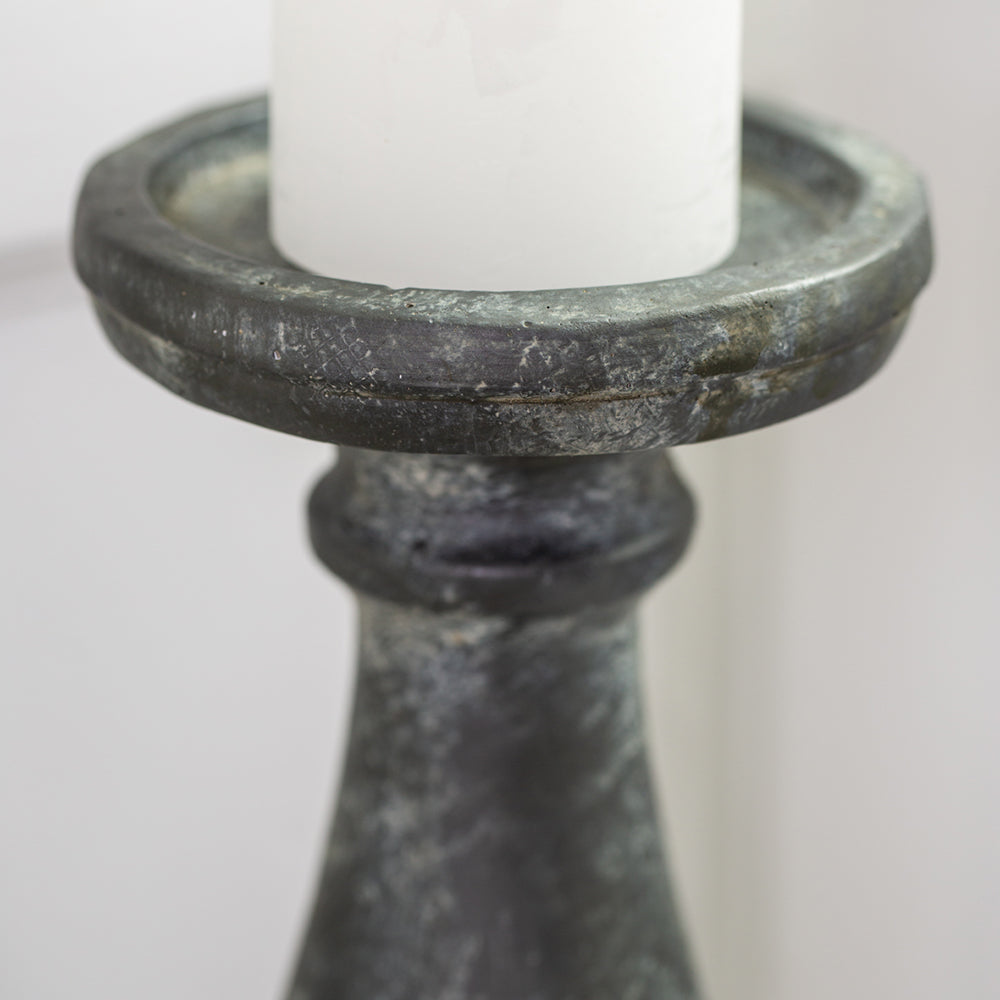 Tall Grey Candle stick holder stone effect. Perfect for displaying pillar candles